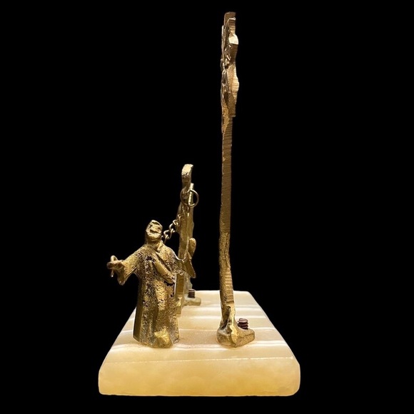 Vintage 1970s Camel Desert Solid Brass & Onyx Marble Art Sculpture - Oasis MCM - Picture 3 of 9